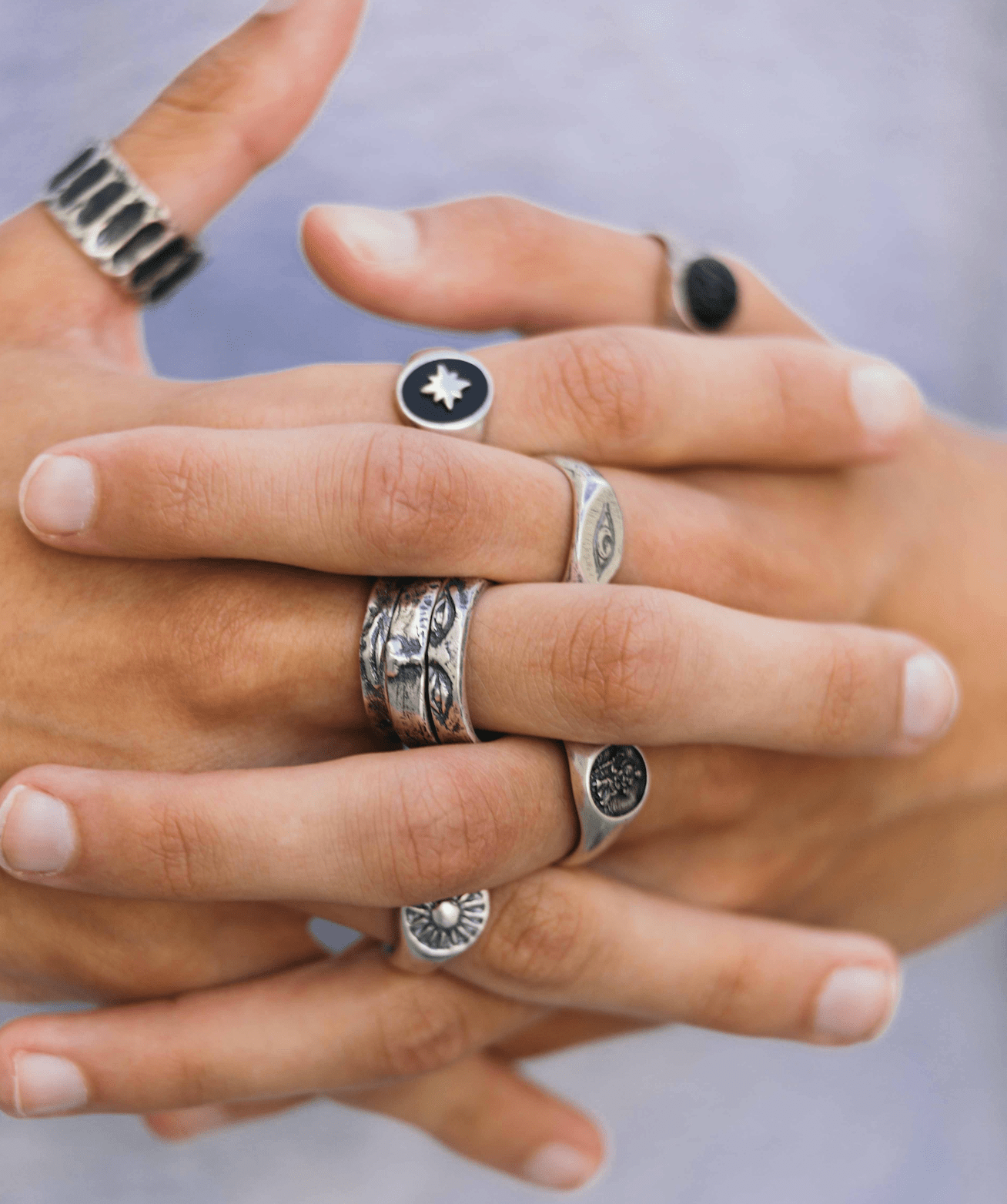 Triple Bands Sterling Silver Face Ring – Kompsós