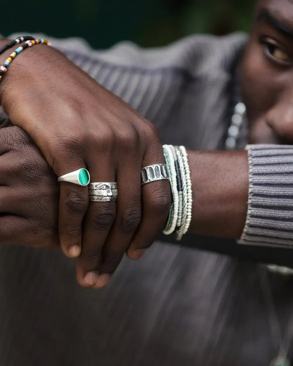 Triple Bands Sterling Silver Face Ring-Ring-Kompsós