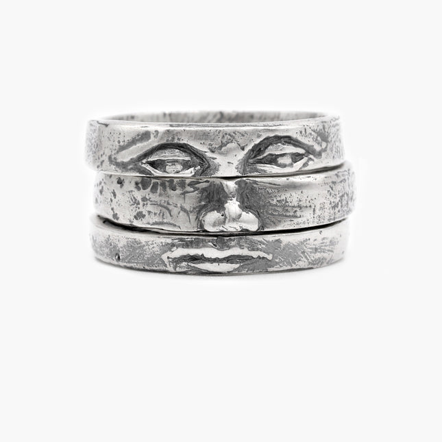 Triple Bands Sterling Silver Face Ring-Ring-Kompsós