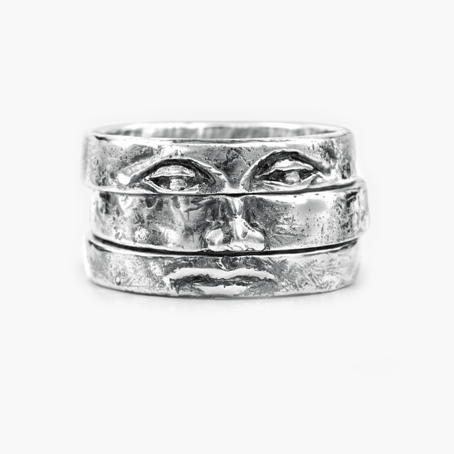 Triple Bands Sterling Silver Face Ring-Ring-Kompsós