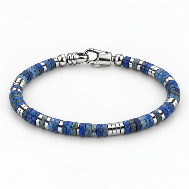 4mm Natural Heishi & Silver-Tone Bead Bracelet