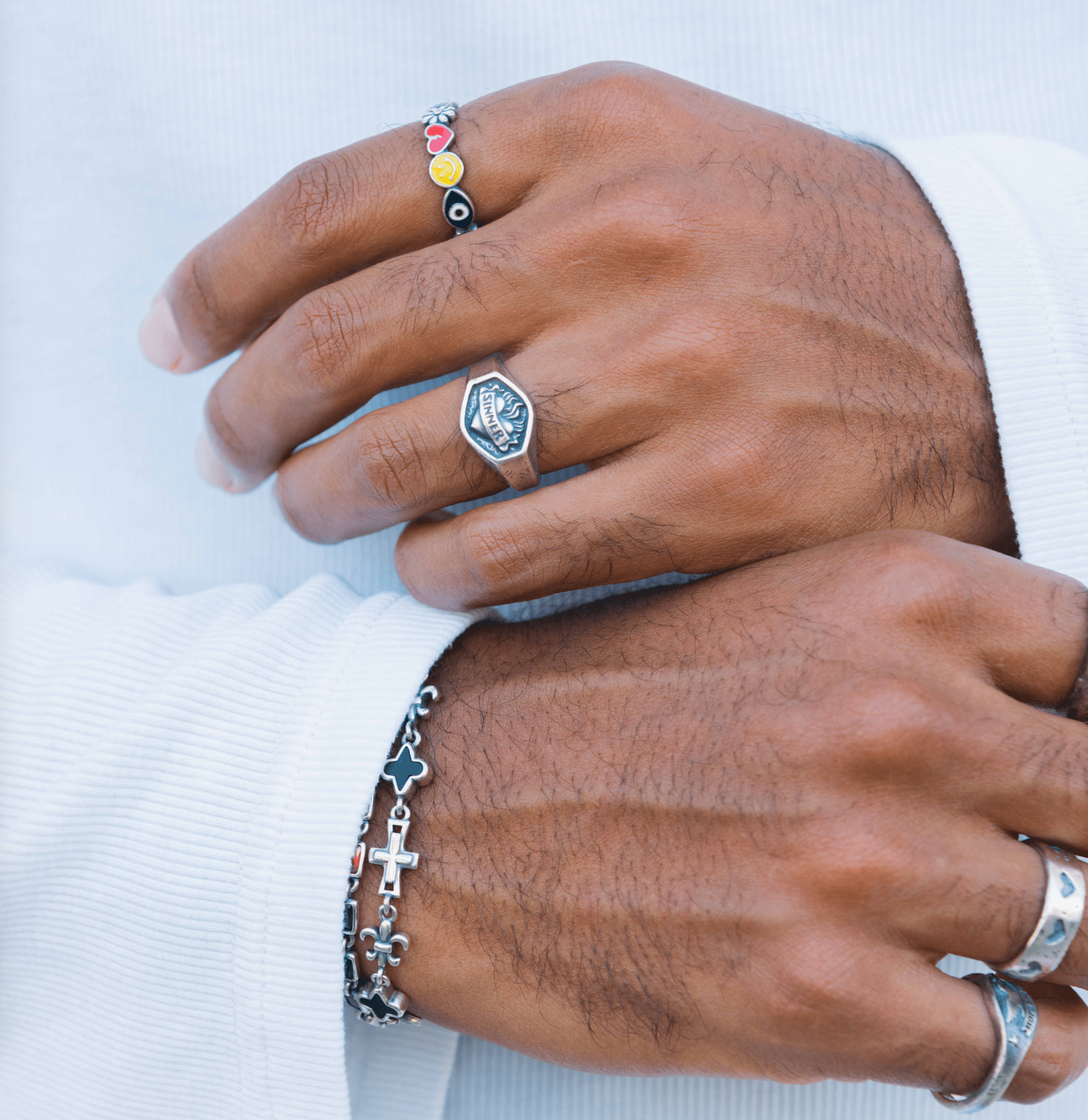 Sinner Sacred Heart Sterling Silver Ring - Kompsós