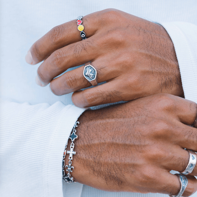 Sinner Sacred Heart Sterling Silver Ring - Kompsós