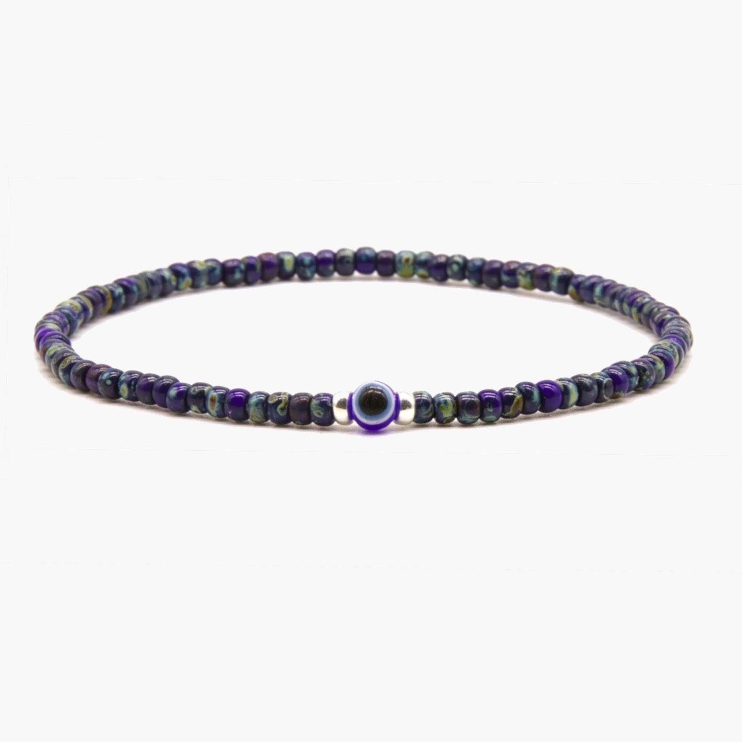 2mm Beads Dandy Bracelet (Dyed Blue/Evil Eye)-Kompsós