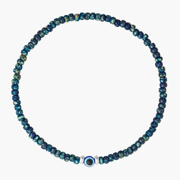 2mm Beads Dandy Bracelet (Dyed Blue/Evil Eye)-Kompsós
