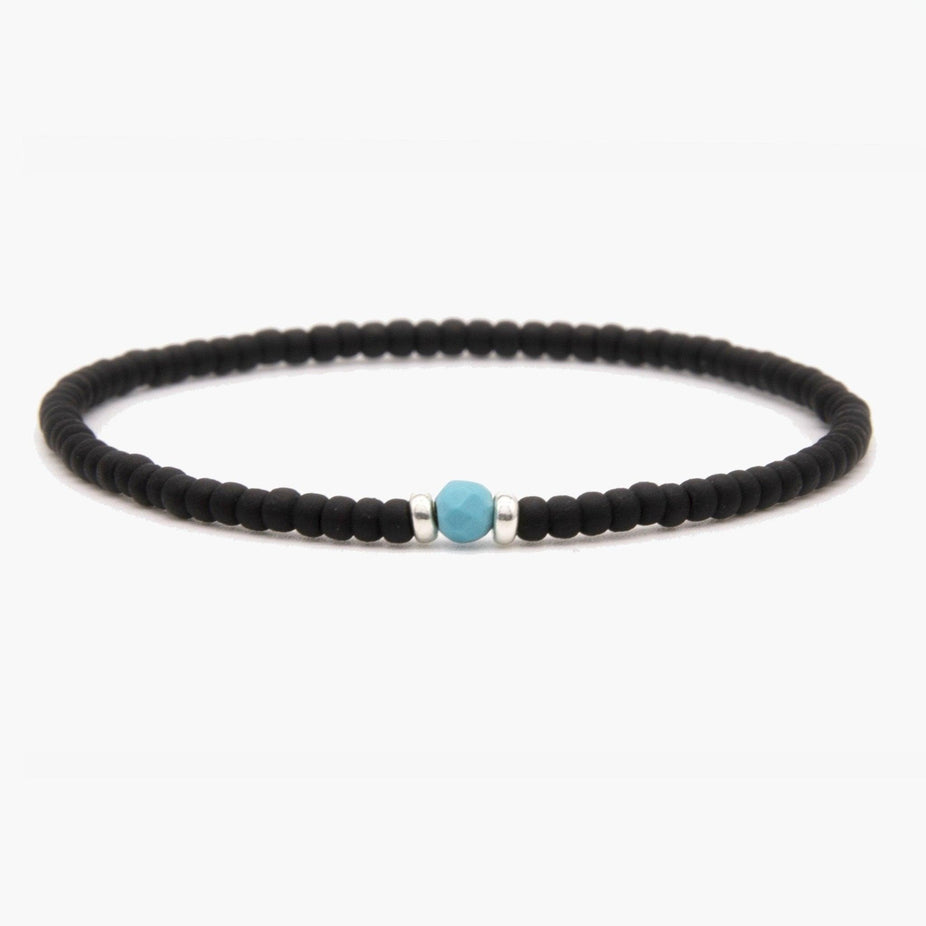 2mm Beads Dandy Bracelet (Matte Black/Blue)-Kompsós