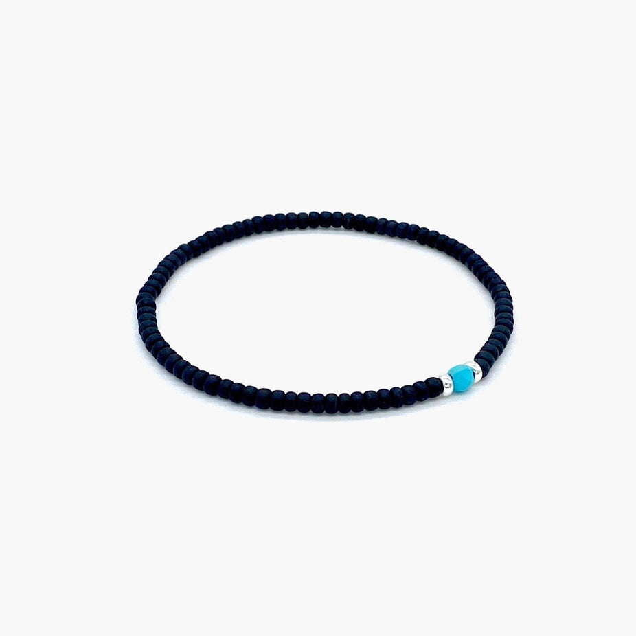 2mm Beads Dandy Bracelet (Matte Black/Blue)-Kompsós