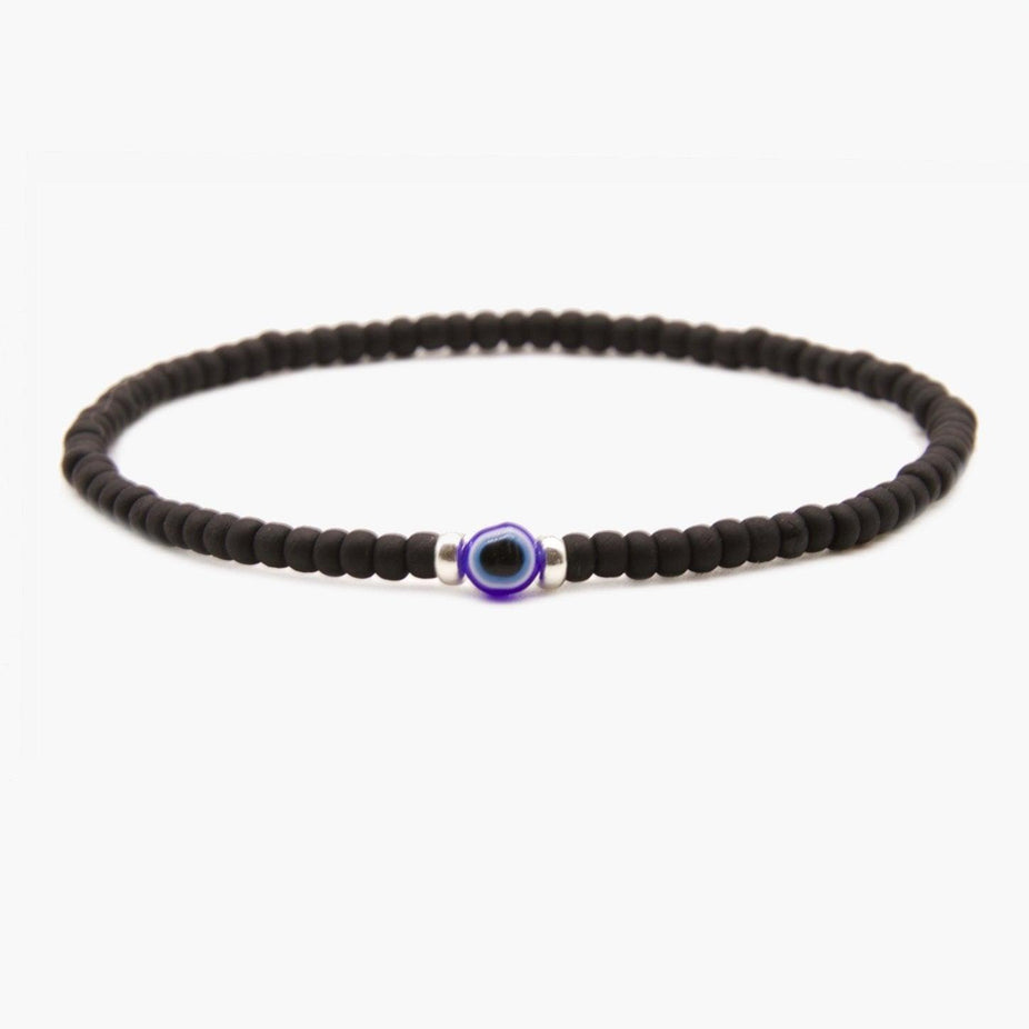 2mm Beads Dandy Bracelet (Matte Black/Evil Eye)-Kompsós