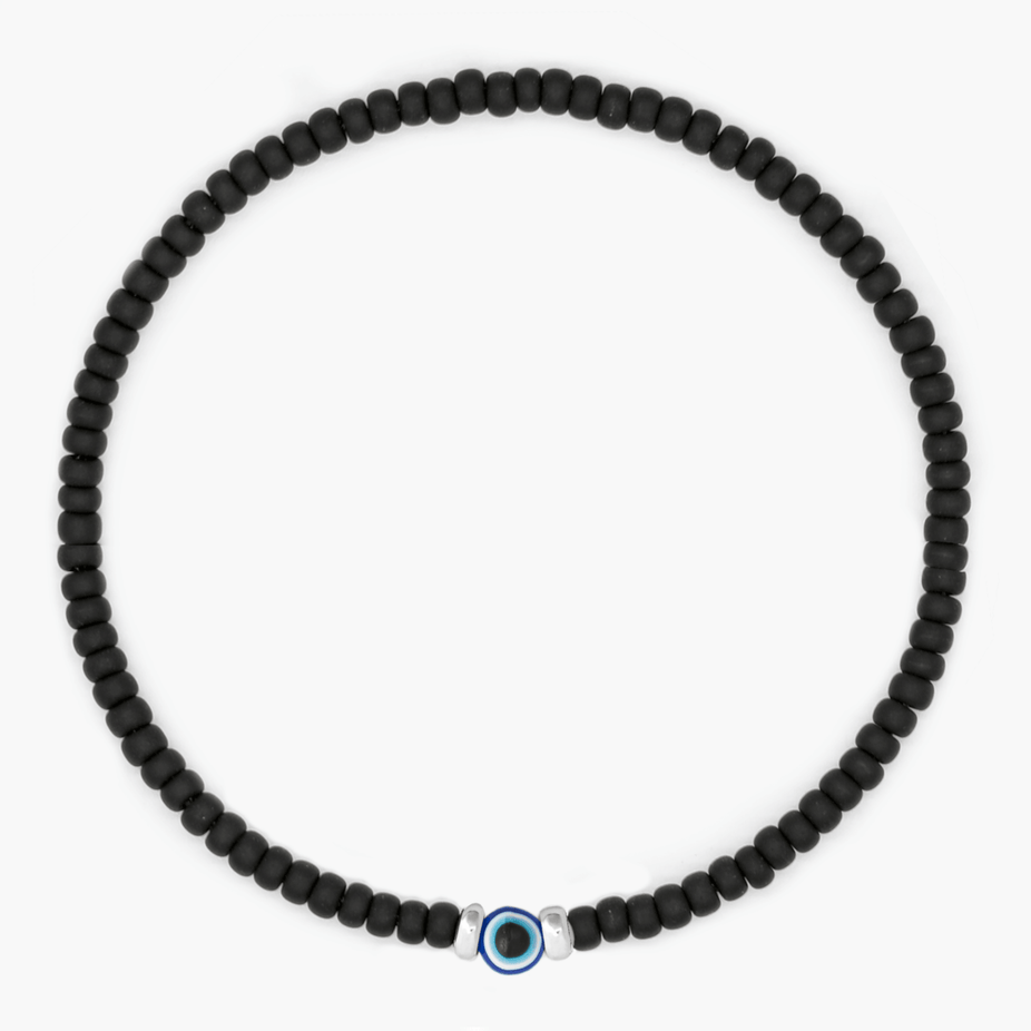 2mm Beads Dandy Bracelet (Matte Black/Evil Eye)-Kompsós