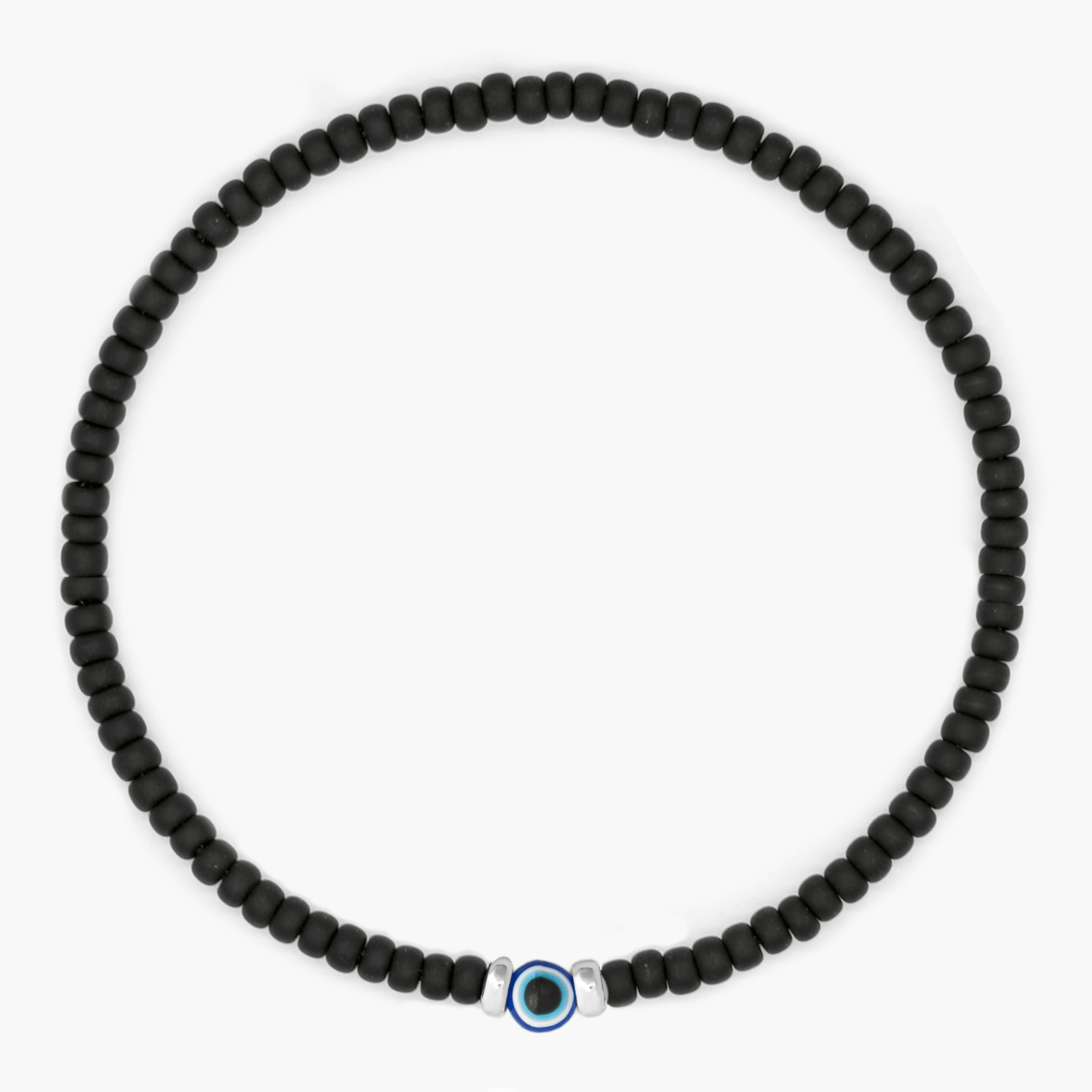 2mm Beads Dandy Bracelet (Matte Black/Evil Eye)-Kompsós