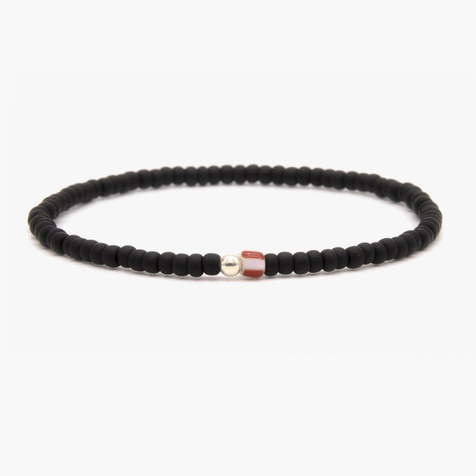 2mm Beads Dandy Bracelet (Matte Black/Red)-Kompsós