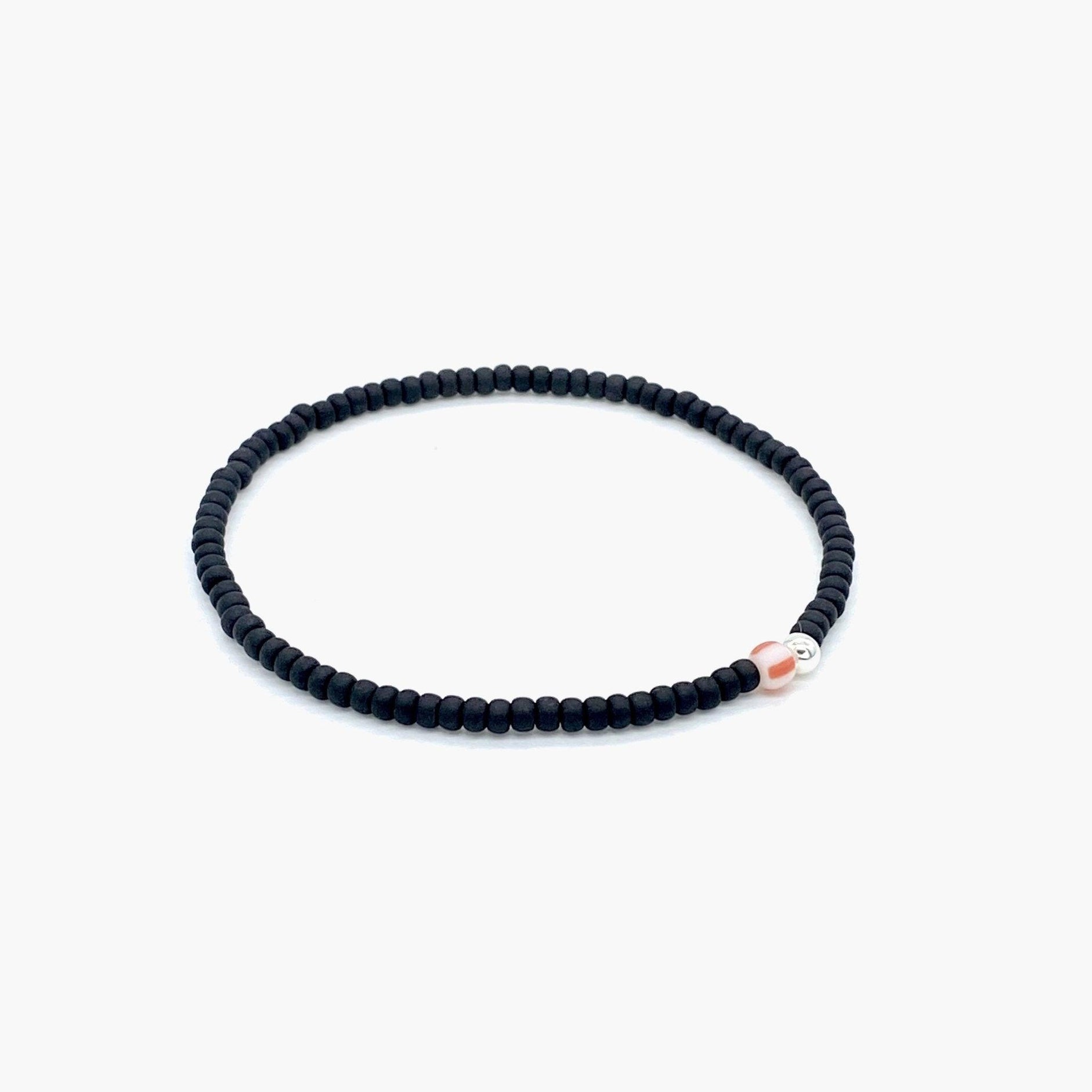 2mm Beads Dandy Bracelet (Matte Black/Red)-Kompsós
