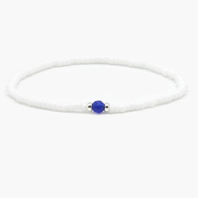 2mm Beads Dandy Bracelet (White/Blue)-Kompsós