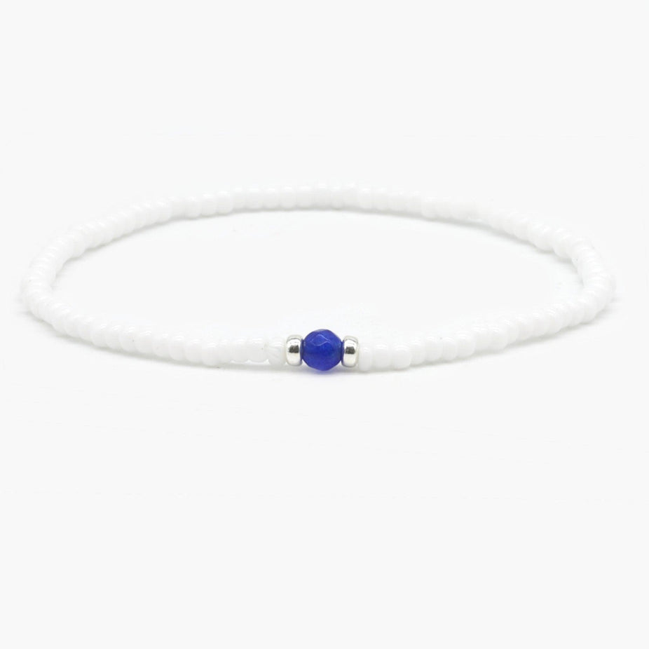 2mm Beads Dandy Bracelet (White/Blue)-Kompsós