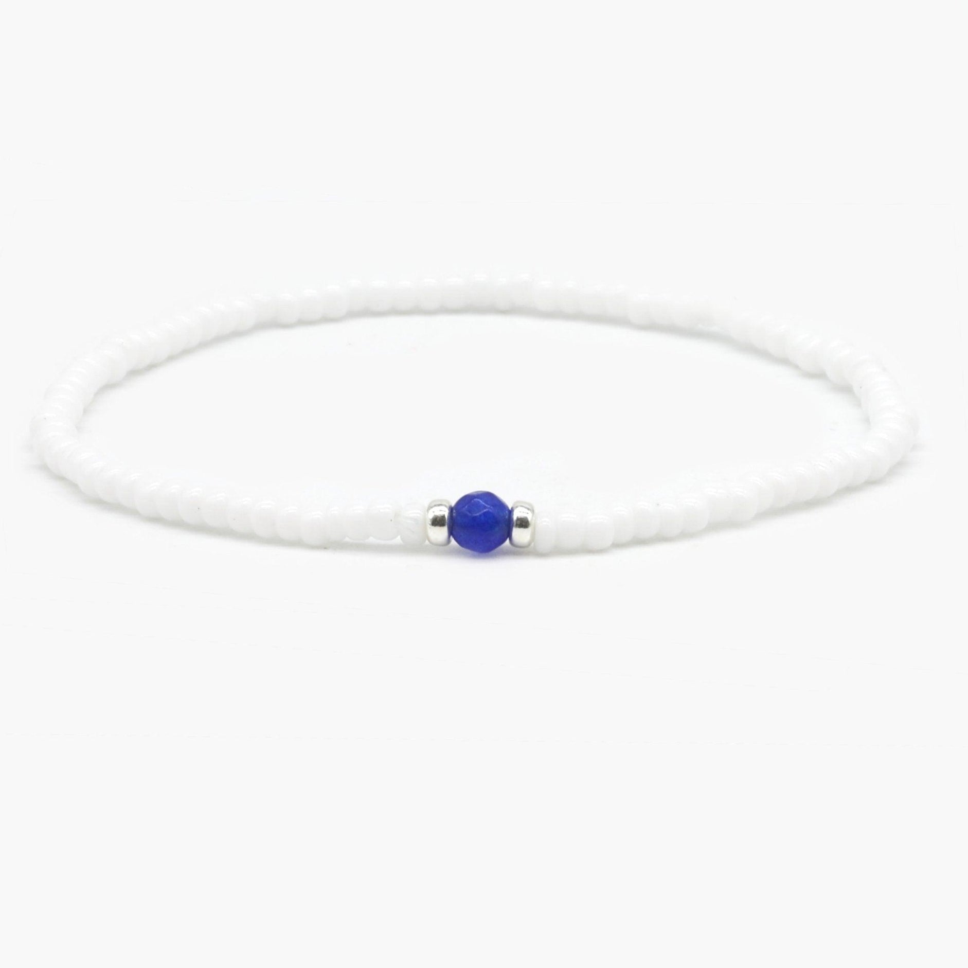 2mm Beads Dandy Bracelet (White/Blue)-Kompsós