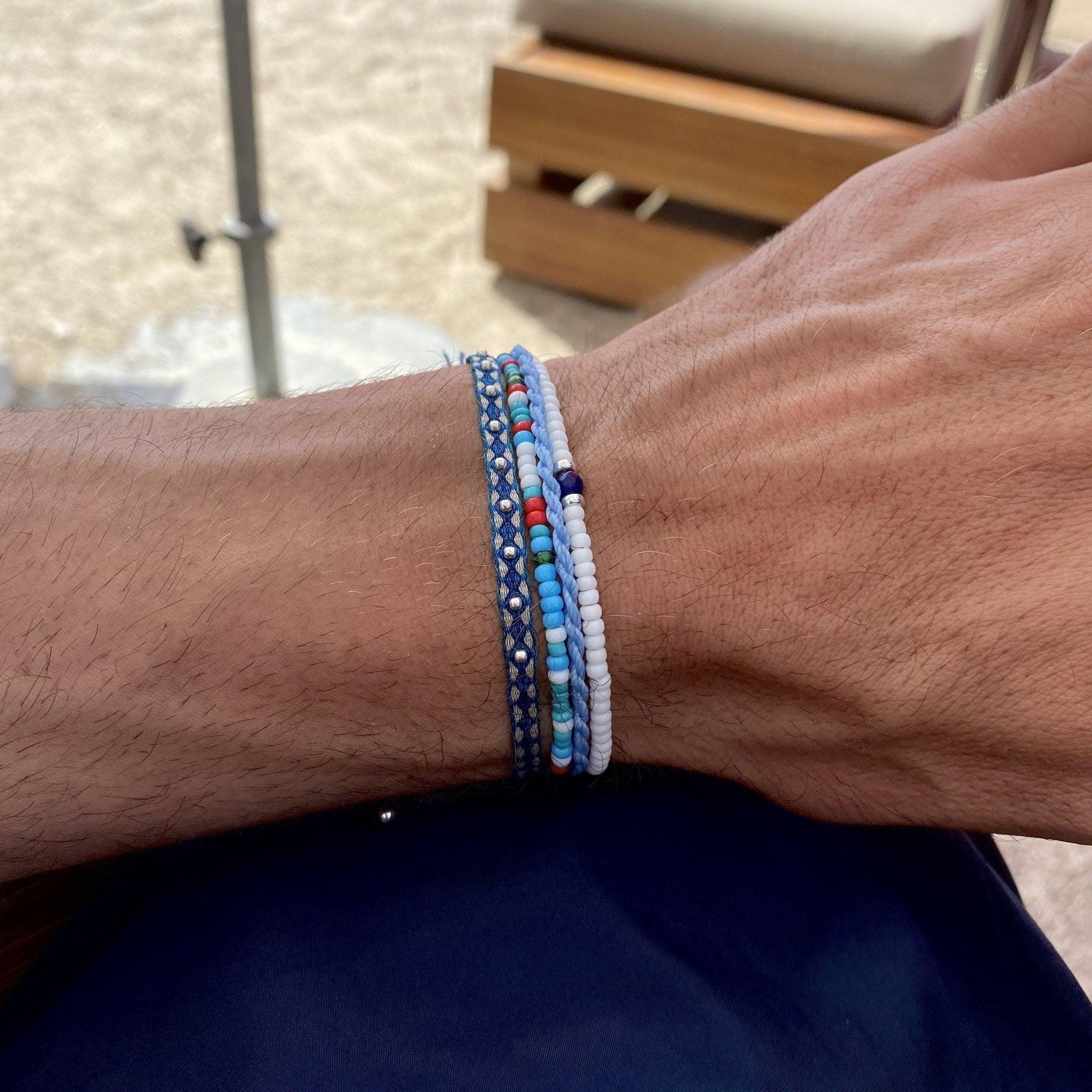 2mm Beads Dandy Bracelet (White/Blue)-Bracelet-Kompsós