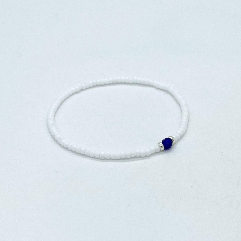 2mm Beads Dandy Bracelet (White/Blue)-Kompsós