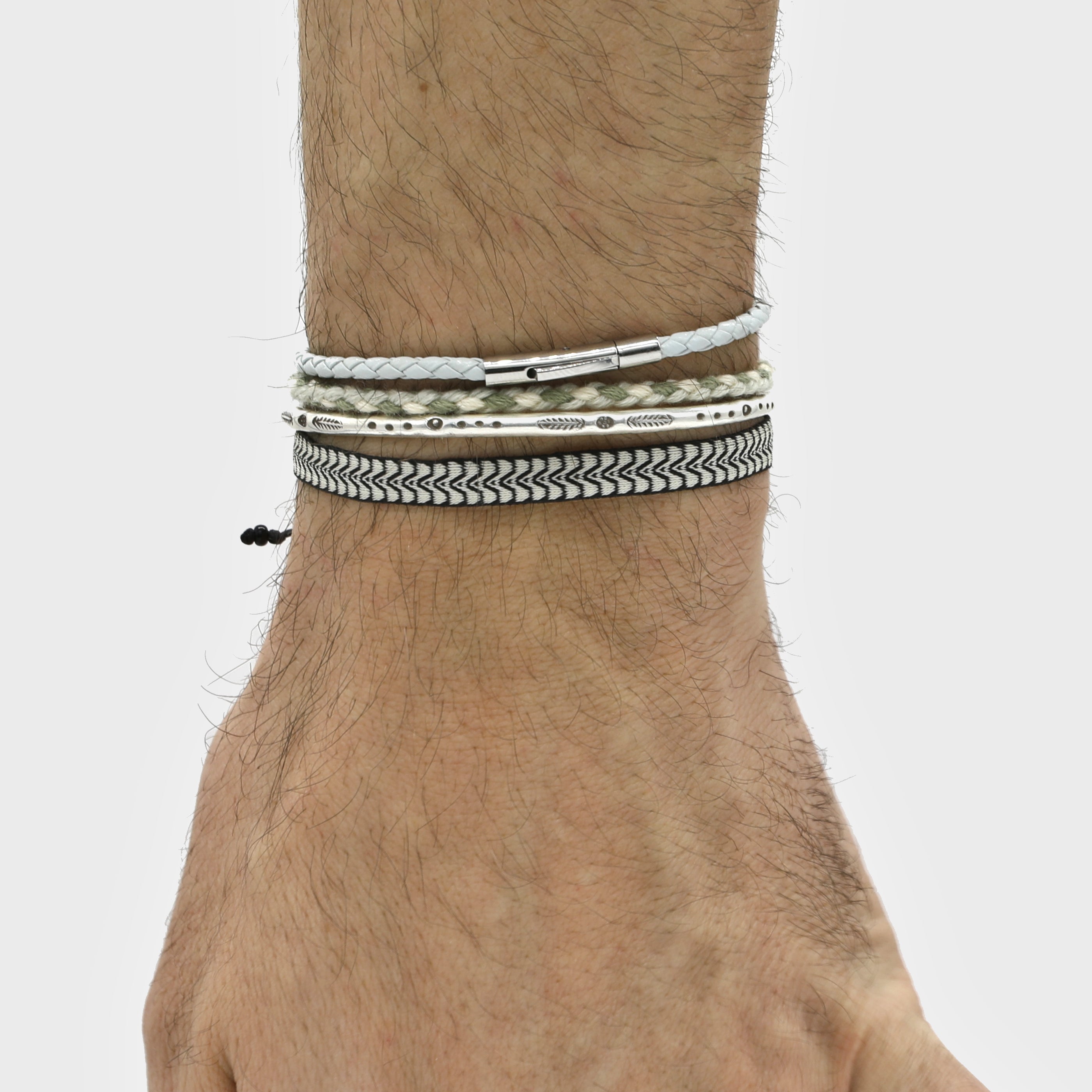 3mm Italian Leather Bracelet With Silver Clasp (Light Grey)-Jewelry-Kompsós