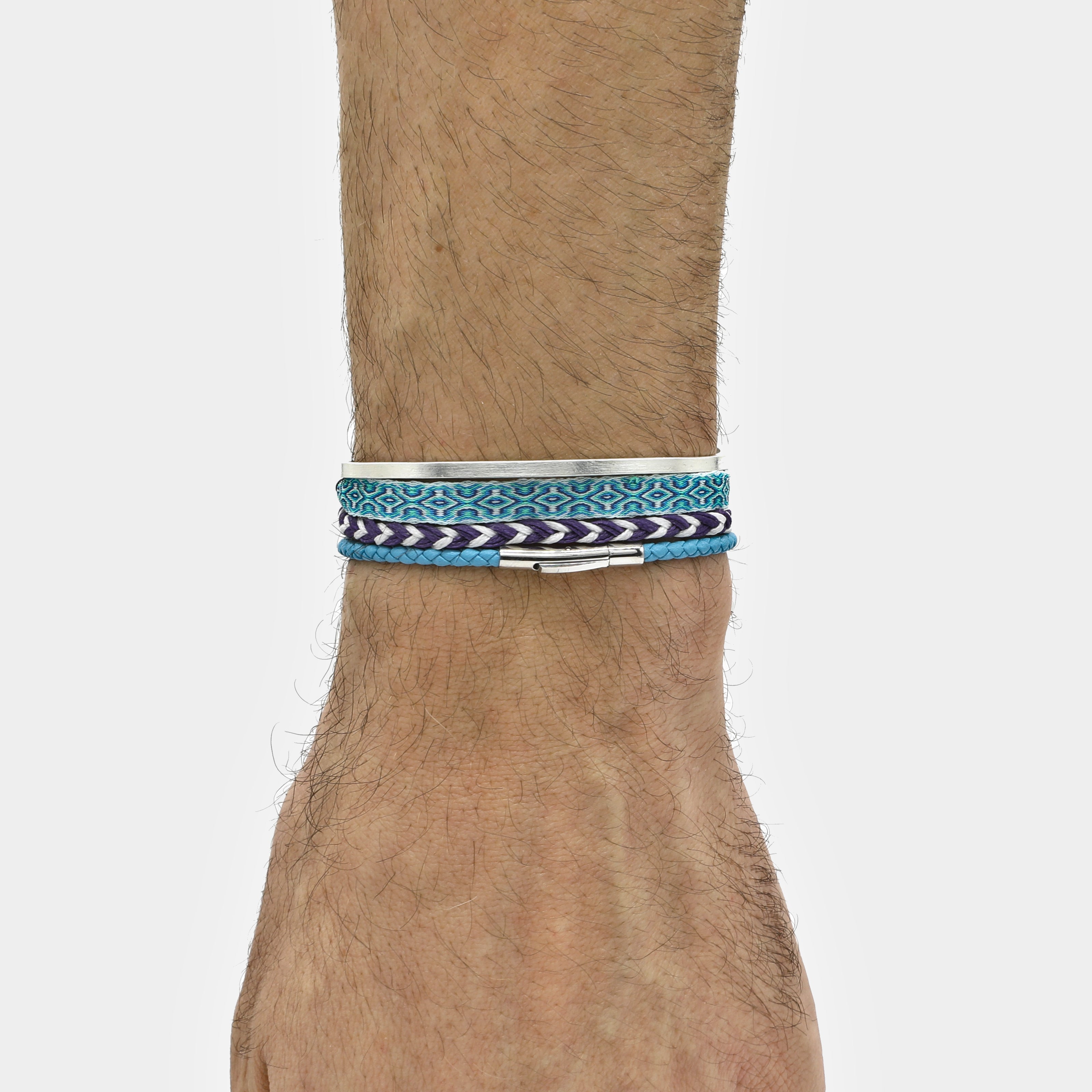 3mm Italian Leather Bracelet With Silver Clasp Turquoise Kompsos 3