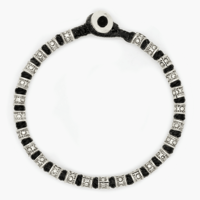 5mm Braided "Renjana" Silver Bracelet (Black)-Kompsós