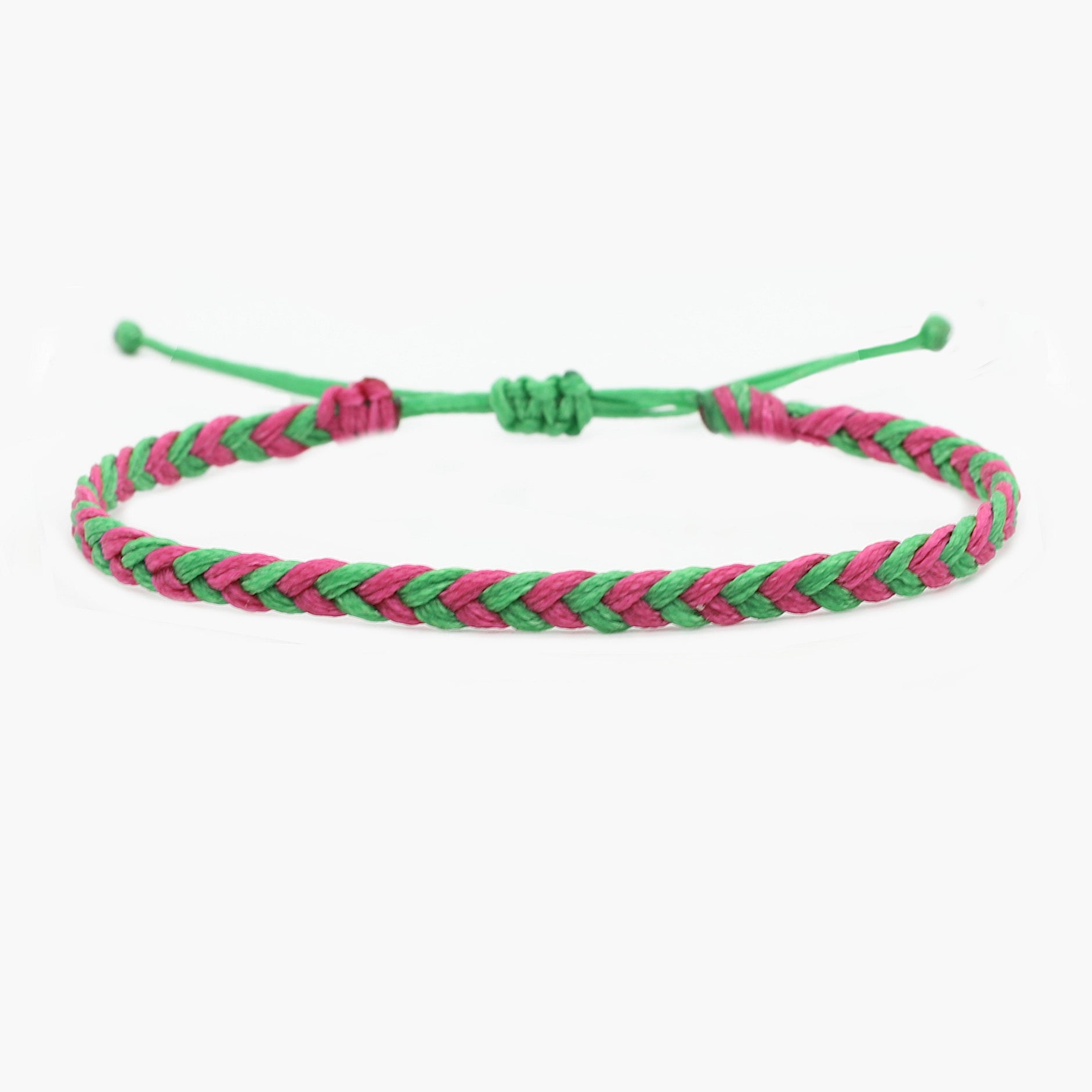 Adjustable Mini Braided Bracelet (Green/Burgundy)-Bracelet-Kompsós