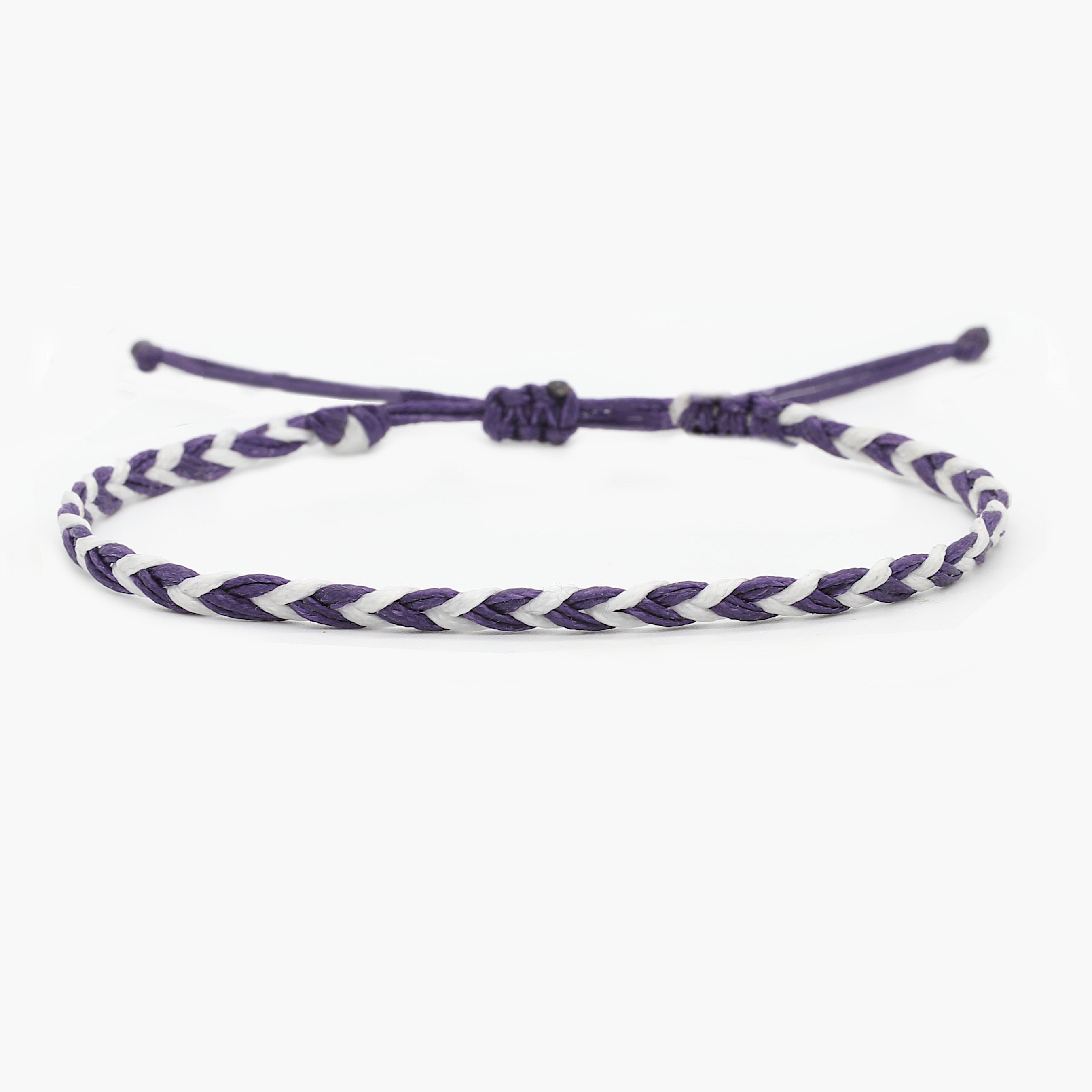 Adjustable Mini Braided Bracelet (White/Navy Blue)-Bracelet-Kompsós