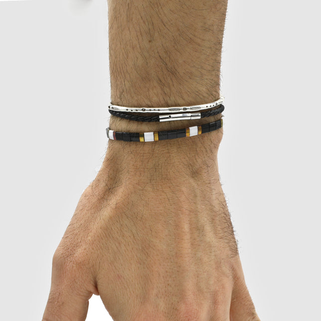 Adjustable "Tila" Bracelet (Black/Gold)-Jewelry-Kompsós