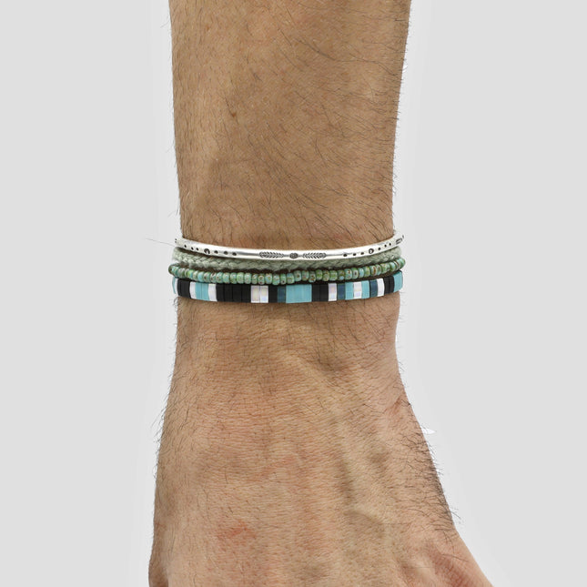 Adjustable "Tila" Bracelet (Black/Turquoise)-Jewelry-Kompsós