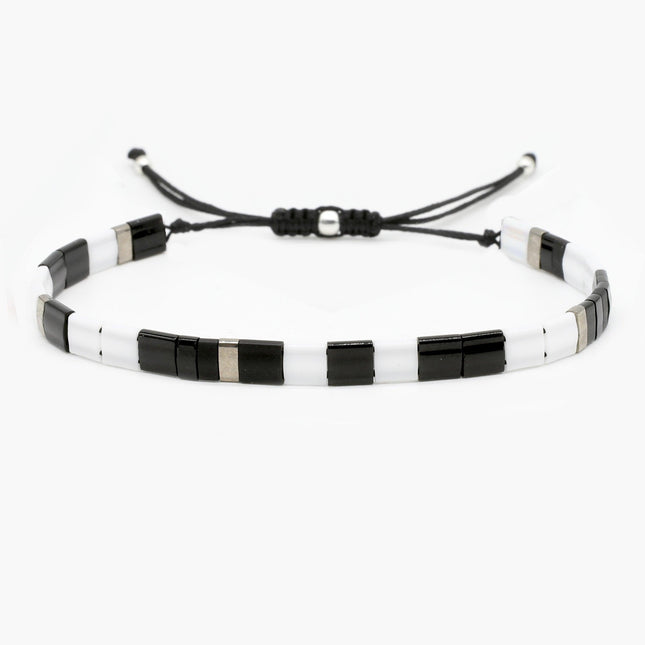 Adjustable "Tila" Bracelet (Black/White)-Jewelry-Kompsós