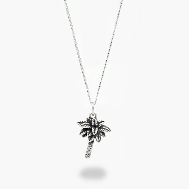 Antique Silver "Delano" Palm Tree Necklace-Necklace-Kompsós
