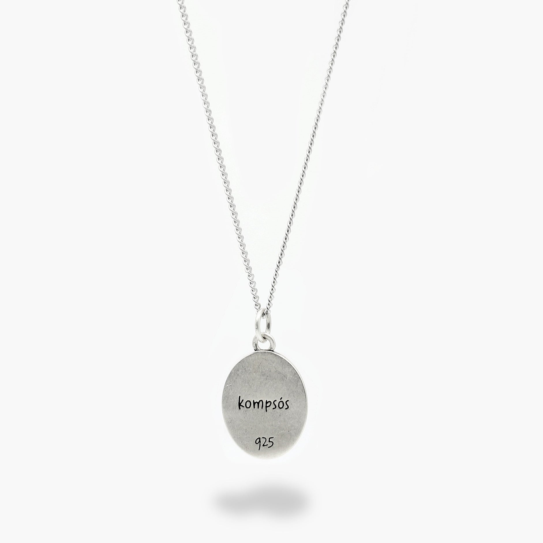 Black Enamelled Silver Palm Tree Necklace-Necklace-Kompsós