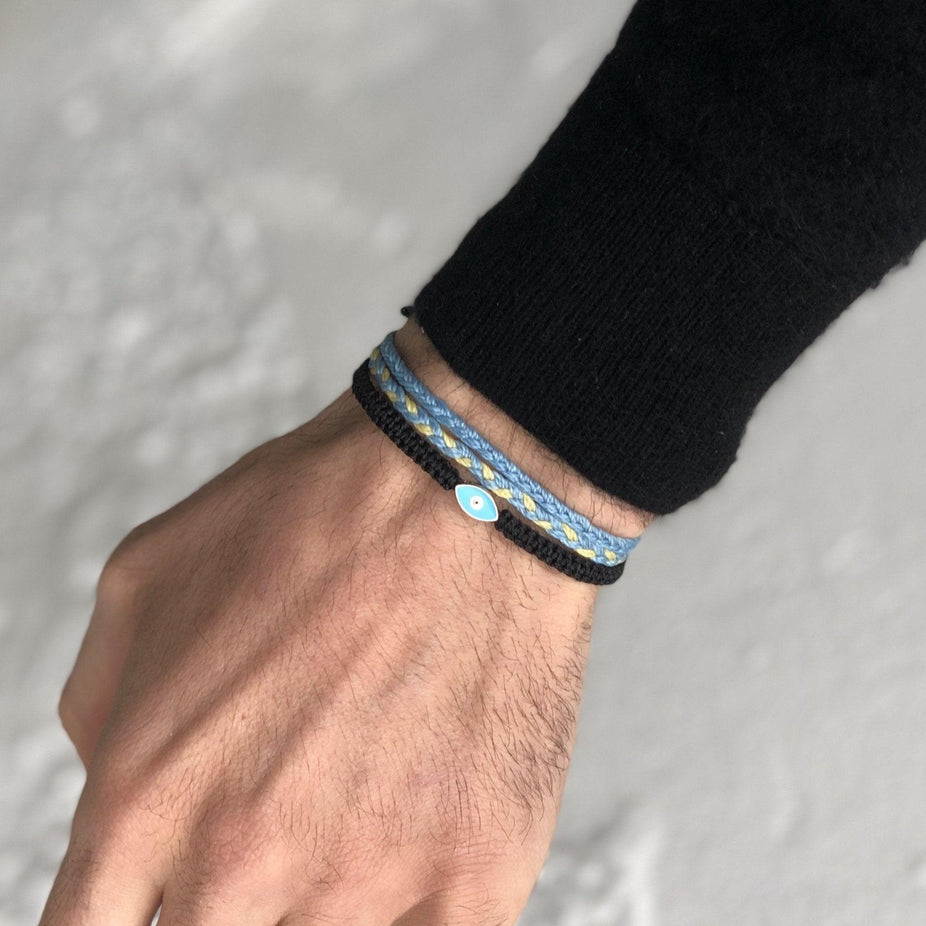 Braided Evil Eye Bracelet (Black)-Kompsós