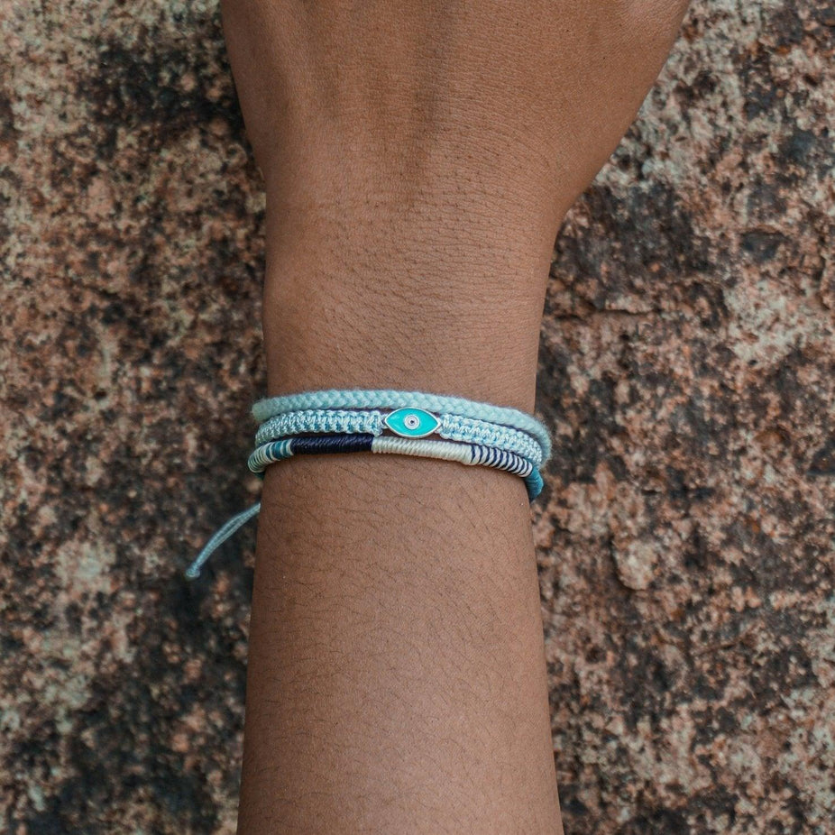 Braided Evil Eye Bracelet (Light Blue)-Kompsós