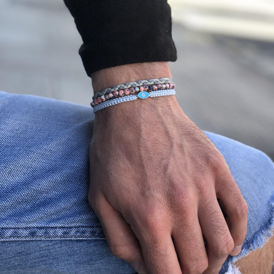 Braided Evil Eye Bracelet (Light Blue)-Kompsós