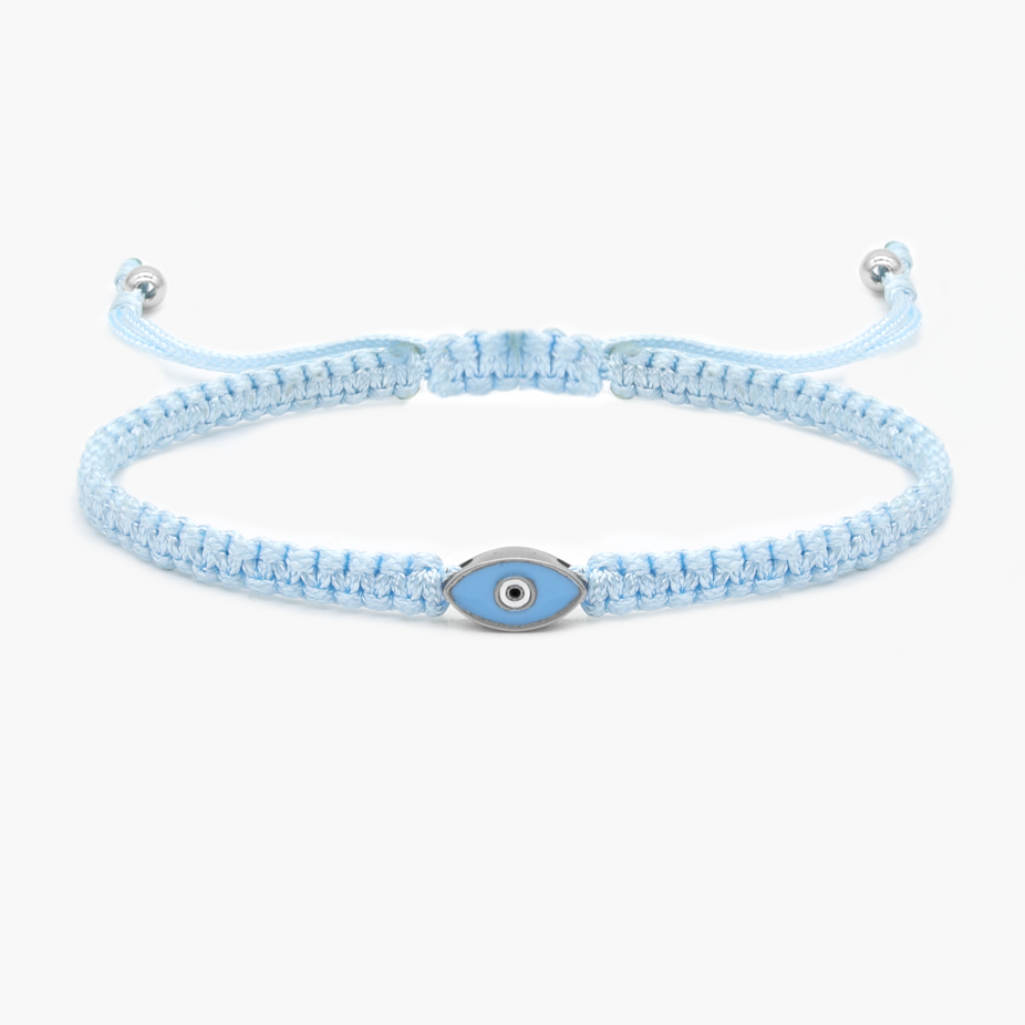 Braided Evil Eye Bracelet (Light Blue)-Kompsós