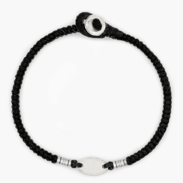 Braided "Nirvana" Silver Bracelet (Black)-Kompsós