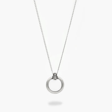 Brushed Sterling Silver Ring Necklace-Necklace-Kompsós