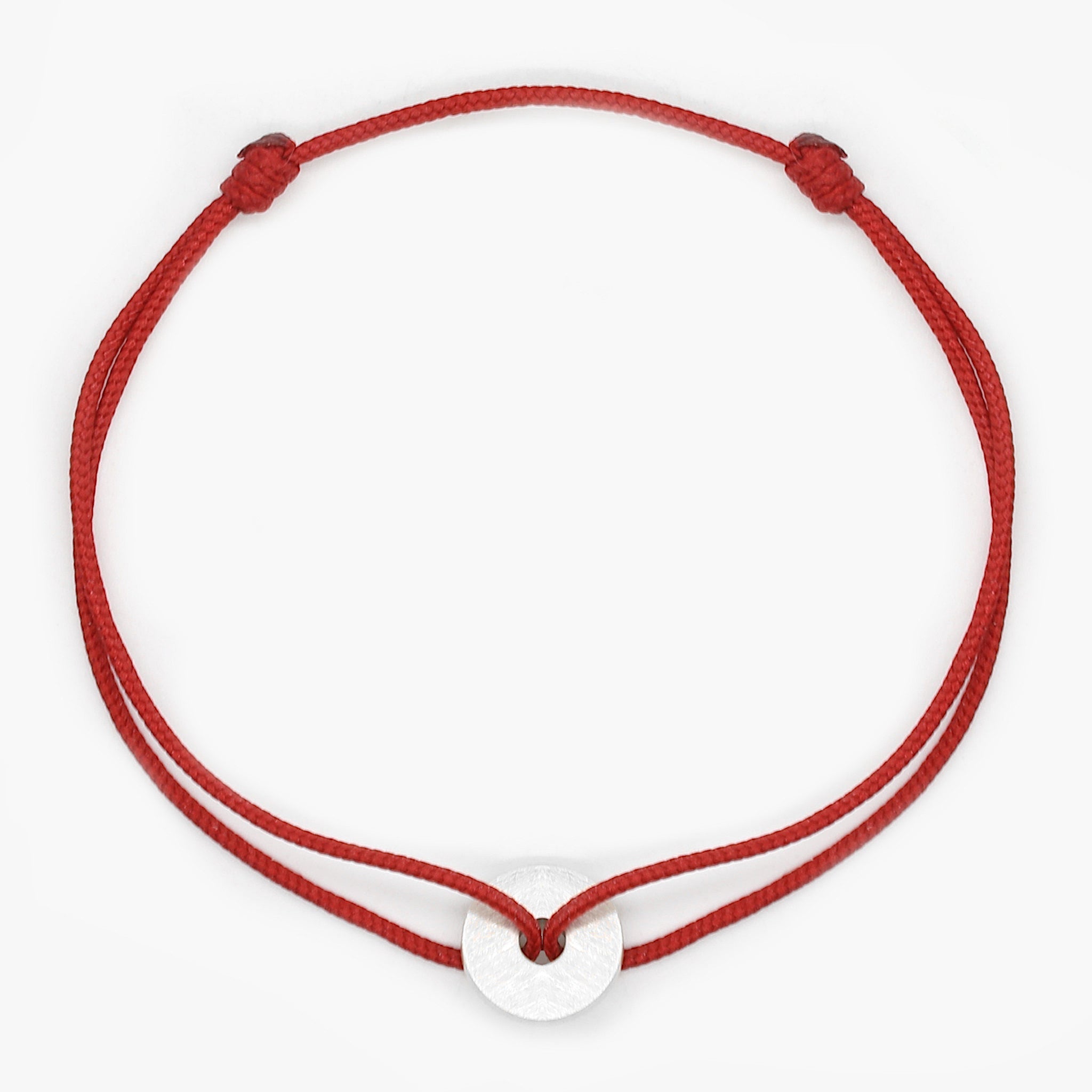 Cord Bracelet With Sterling Silver Round Button (Red)-Jewelry-Kompsós