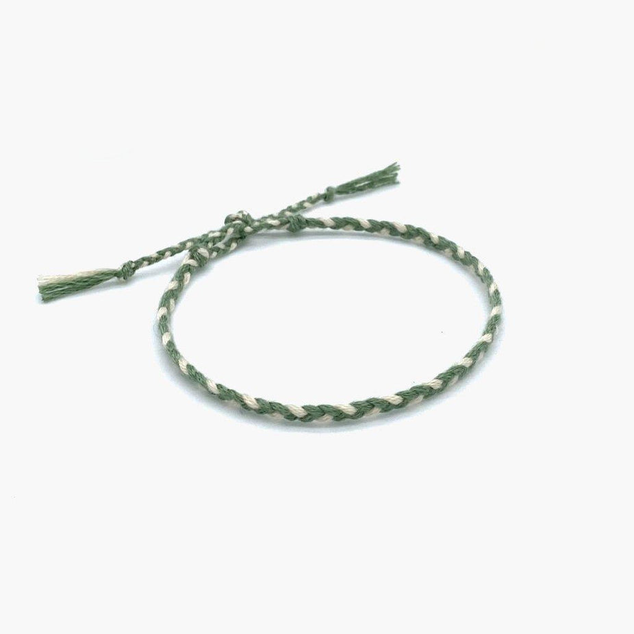 Cotton Temple Bracelet (Green/Cream)-Kompsós