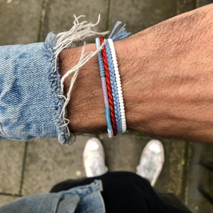 Cotton Temple Bracelet (Grey)-Bracelet-Kompsós