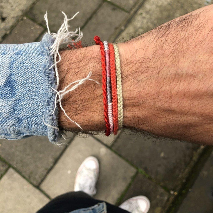 Cotton Temple Bracelet (Grey)-Bracelet-Kompsós