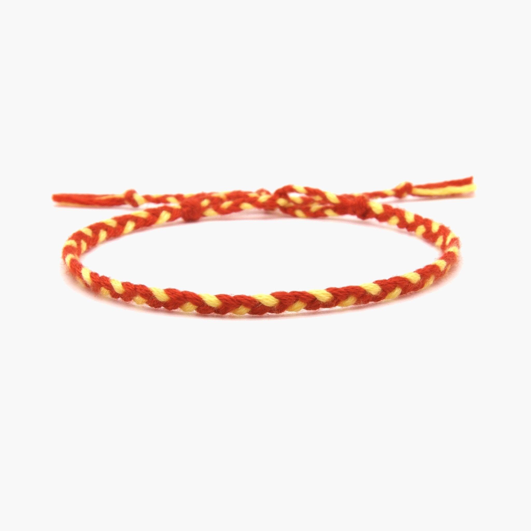 Cotton Temple Bracelet (Red/Yellow)-Kompsós