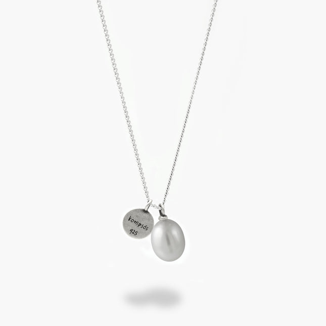 Freshwater Pearl With Evil Eye Necklace-Necklace-Kompsós