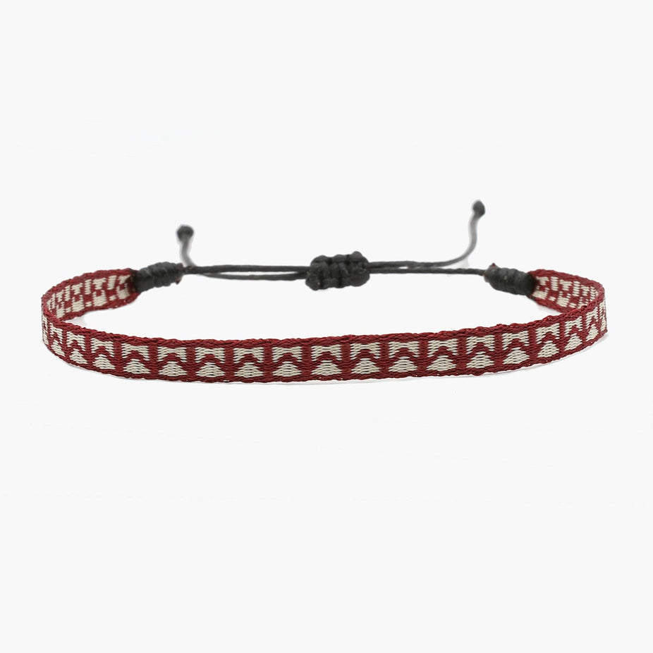 Handmade Purnama Bracelet (Burgundy/Cream) - Kompsós