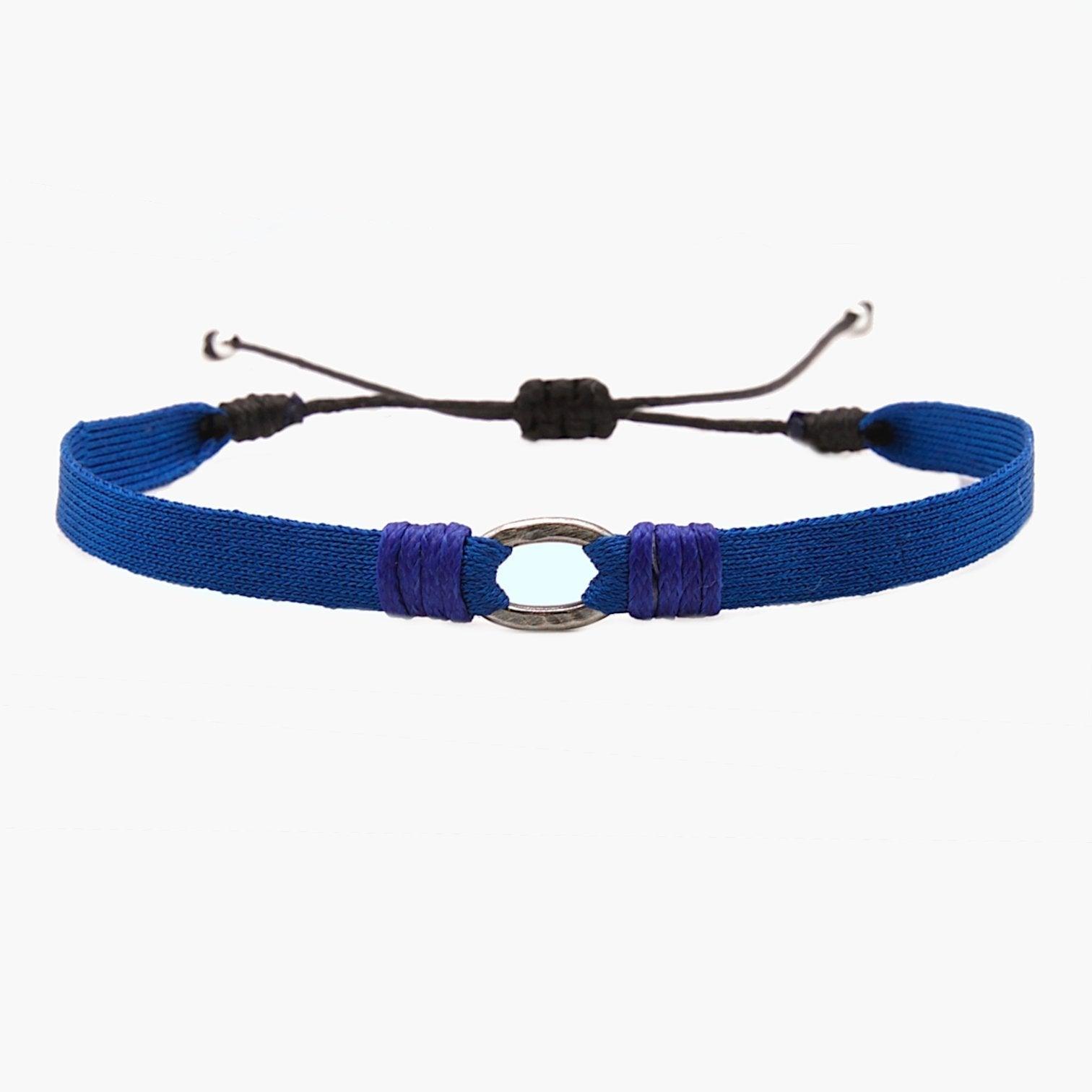 Handmade Purnama Bracelet With Silver Hoop (Blue) - Kompsós