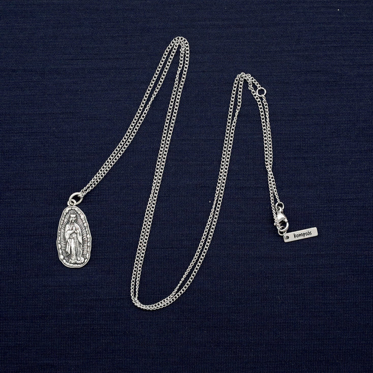Lady Of Guadalupe Sterling Silver Necklace-Necklace-Kompsós