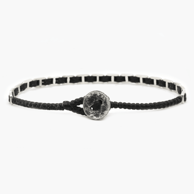 Maxi Braided "Matubo" Silver Bracelet (Black)-Jewelry-Kompsós