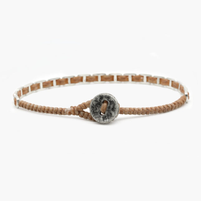 Maxi Braided "Matubo" Silver Bracelet (Light Brown)-Jewelry-Kompsós