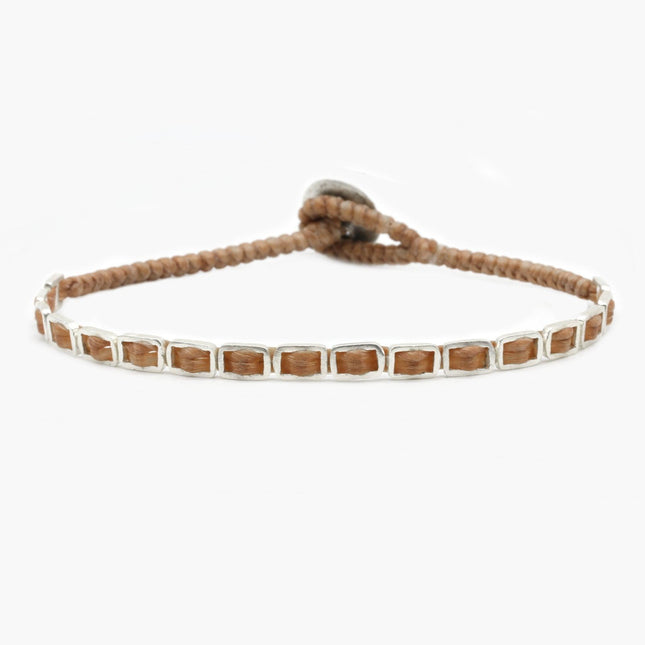 Maxi Braided "Matubo" Silver Bracelet (Light Brown)-Jewelry-Kompsós
