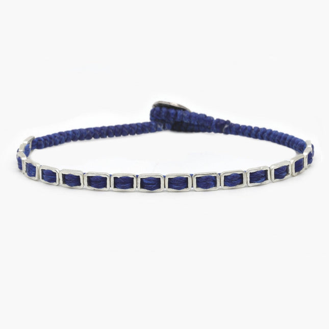 Maxi Braided "Matubo" Silver Bracelet (Navy)-Jewelry-Kompsós